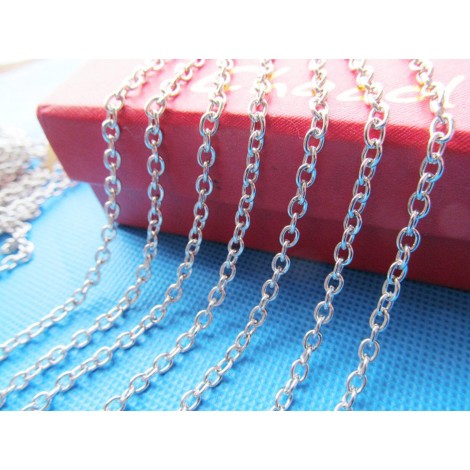 24" (60cm) 3x4mm Link Silver Colour Plated Necklace Chains
