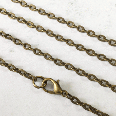 24" (60cm) 3x4mm Link Vintage Antique Bronze Necklace Chains