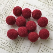 15mm Plush Pom Poms - Wine Red - Pack of 50