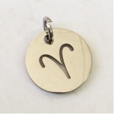 12x1mm Stainless Steel Zodiac Charm with 4.5mm Jump Ring - Aries