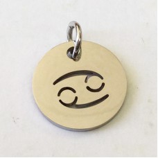 12x1mm Stainless Steel Zodiac Charm with 4.5mm Jump Ring - Cancer
