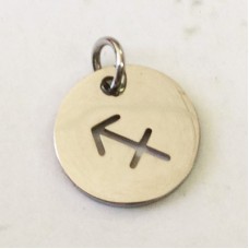 12x1mm Stainless Steel Zodiac Charm with 4.5mm Jump Ring - Sagittarius