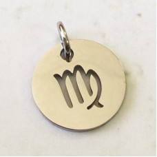 12x1mm Stainless Steel Zodiac Charm with 4.5mm Jump Ring - Virgo