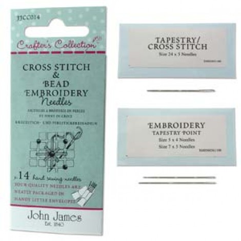 John James Crafters Collection Cross Stitch & Embroidery Needles - Pk of 14 Assorted
