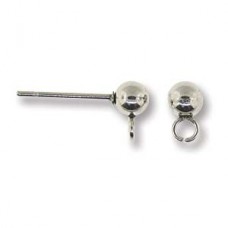 4mm Ball Drop Silver Surgical Stainless Steel Posts with Horizontal Open Loop