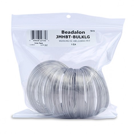 Beadalon Remembrance Heavy Duty (.91mm) Stainless Steel Memory Wire - Large Bracelet - Silver - Bulk Pack - 8oz