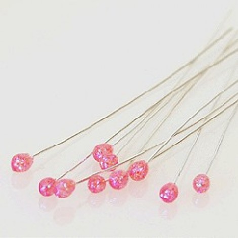 50mm 26ga JellyPin Headpins - Silver Pl - Fire Berry
