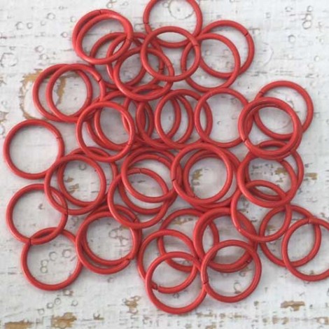 10mm 18ga (1mm) Red Plated Brass Jumprings