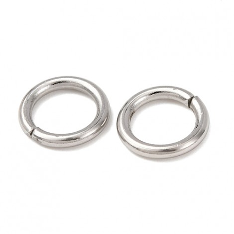 8mm OD 16ga (1.2mm) Stainless Steel Round Jumprings - Pack of 50