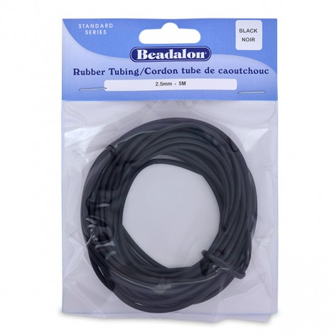 2.5mm Beadalon Black Rubber Tubing - 5 metres pack