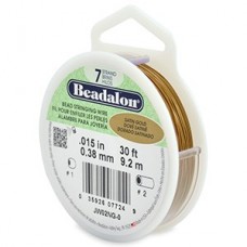 .015" (0.38mm) Beadalon 7st Satin Gold Beading Wire - 30ft (9.1m)