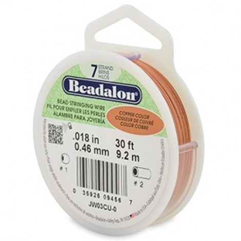 .018" Beadalon 7st Copper Colour Beading Wire - 30ft (9.2m)