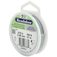 .018" Beadalon 7 Strand Satin Silver Beading Wire 100ft  (30m) 
