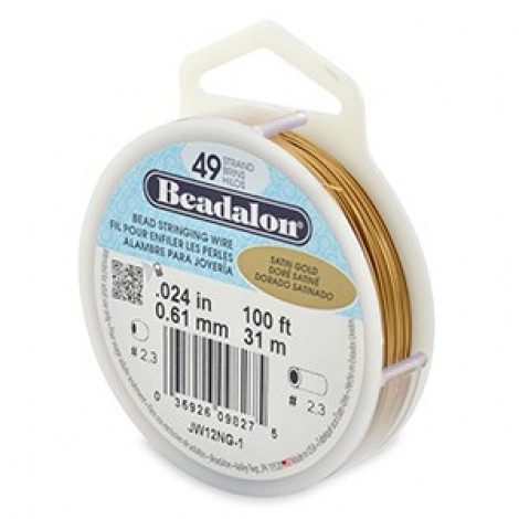 .024" 49st Beadalon Beading Wire - Satin Gold - 30ft (9.2m)