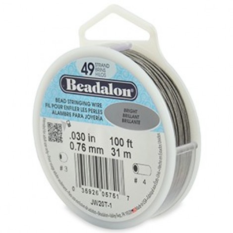 .030" (.76mm) Beadalon 49st Bright Beading Wire - 100ft (30m)