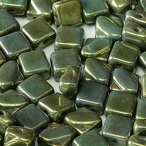 6mm 2-Hole Silky Beads - Jade Red Luster - Pack of 40