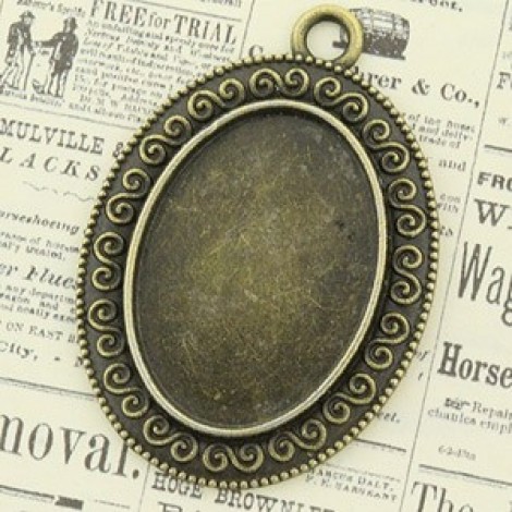 18x25mm ID Ant Bronze Plated Bezel Cabochon Pendants - Pack of 2 18x25mm ID Ant Bronze Plated Bezel Cabochon Pendants - Pack of 2