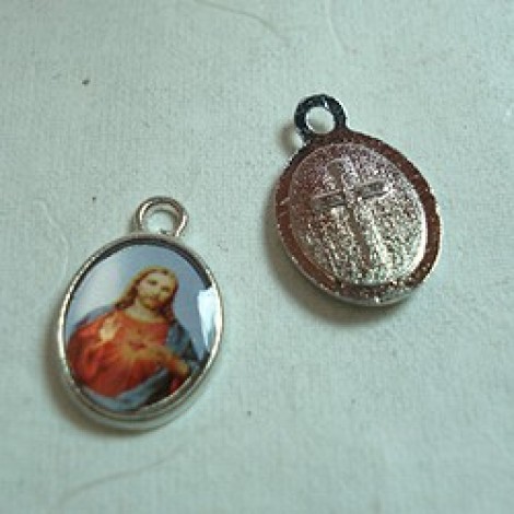 15x10mm Silver Plated Religious Charm - Jesus - Pack of 10