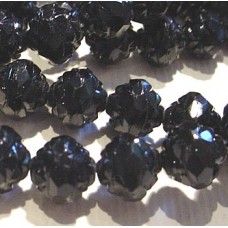 7x8mm Jet Czech Rosbud Fire Polished Beads - Pack of 10