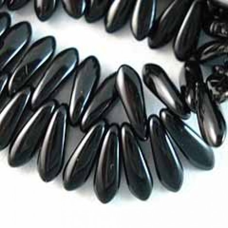 3x11mm Czech Glass Jet Czech Daggers - Pack of 50