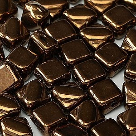 6mm 2-Hole Silky Beads - Jet Bronze - Pack of 40 6mm 2-Hole Silky Beads - Jet Bronze - Pack of 40