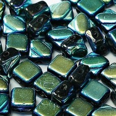 6mm 2-Hole Silky Beads - Jet Full AB - Pack of 40