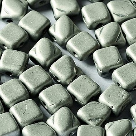 6mm 2-Hole Silky Beads- Jet Labrador Full Matted - Pack of 40