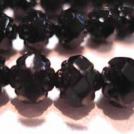 6mm Jet Czech Rosebud Fire Polished Beads - Pack of 10