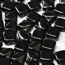 6mm 2-Hole Silky Beads - Jet Black - Pack of 40
