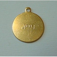 12mm Joy Raw Brass Charm - Pack of 10 