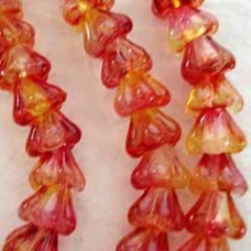 4x6mm Czech Bell Flowers - Dual Coated Fuchsia Lemon - Pack of 20