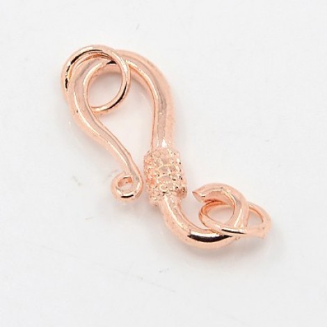 22x9mm Rose Gold Plated Hook & Eye Clasp Set - Each 22x9mm Rose Gold Plated Hook & Eye Clasp Set - Each