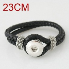 23cm Black Leather Noosa Style Snap Bracelets