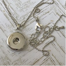 20mm Silver Plated Snap Pendant Necklace w-80cm Ball Chain