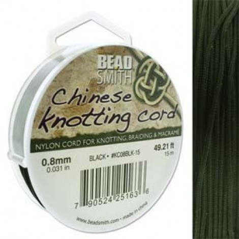 Beadsmith Chinese Knotting Cord - Black 15m
