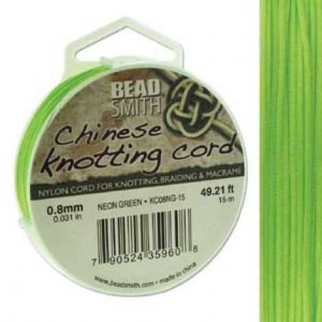 Beadsmith Chinese Knotting Cord - Neon Green 15m