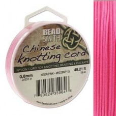 0.8mm Beadsmith Chinese Knotting Cord - Neon Pink 15m