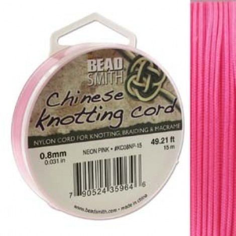 Beadsmith Chinese Knotting Cord - Neon Pink 15m