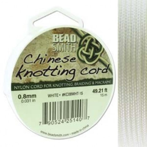 Beadsmith Chinese Knotting Cord - White - 15m