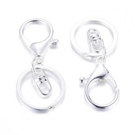 70mm Bright Silver Plated Swivel Clasp Clip with Keyring