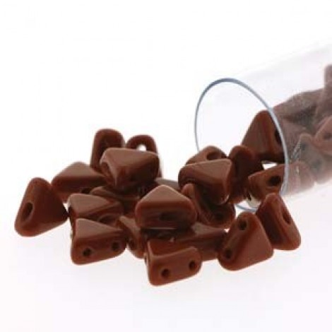 6mm Kheops par Puca 2-Hole Beads - Opaque Chocolate - 9gm