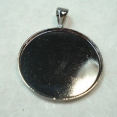 22x29mm Platinum Silver Colour Round Bezel Drop - Pack of 4