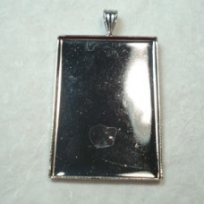 30x50mm Platinum Colour Plated Brass Bezel Pendants - Pack of 4