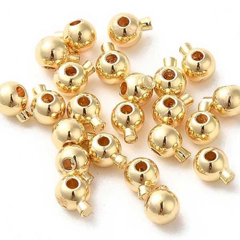 3.5x3mm (Hole Size 0.8mm) Light Gold Colour Plated Brass Push Button Crimp Beads - Pack of 10 3.5x3mm (Hole Size 0.8mm) Light Gold Colour Plated Brass Push Button Crimp Beads - Pack of 10