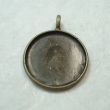 24x19mm Antiqued Brass Round Bezel Setting Drops - Pack of 4
