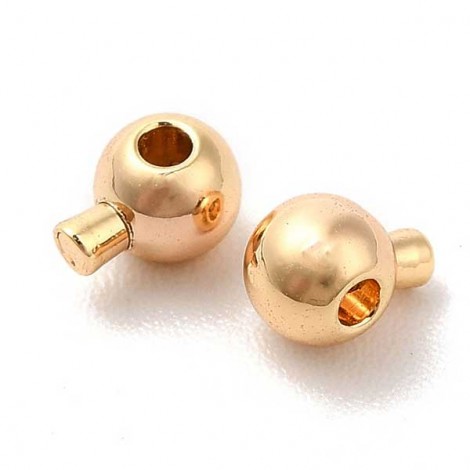 3.5x3mm (Hole Size 1mm) God Colour Plated Brass Push Button Crimp Beads - Pack of 10 3.5x3mm (Hole Size 1mm) God Colour Plated Brass Push Button Crimp Beads - Pack of 10