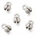 6.5x4mm (Hole 1.4mm, ID 2.5mm) Platinum Silver Colour Plated Brass Bead Tips - Pack of 10