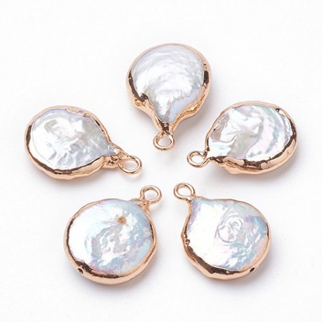 16-22x13-16x4-8mm Natural Freshwater Baroque Keshi Pearl Pendant Drops - Gold Plated - Each