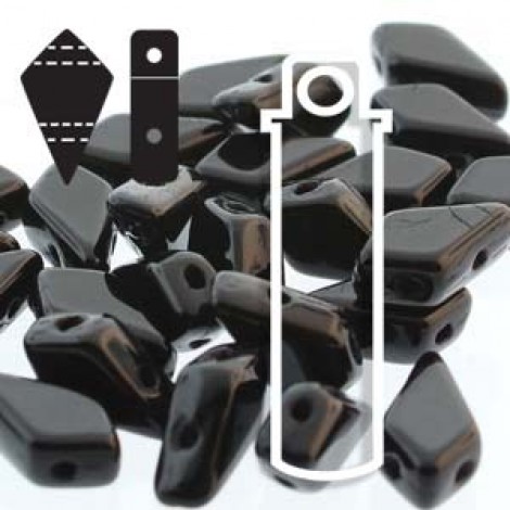 9x5mm 2-Hole Czech Kite Beads - Jet - 24gm 9x5mm 2-Hole Czech Kite Beads - Jet - 24gm