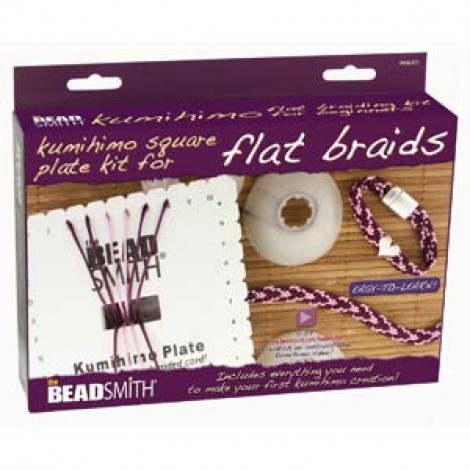 Beadsmith Kumihimo Starter Kit - Square Plate for Flat Braids